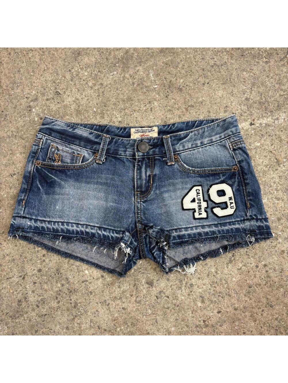 Vintage Y2K Low Rise Denim Micro Shorts Faded